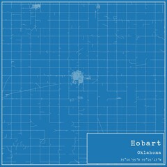 Blueprint US city map of Hobart, Oklahoma.