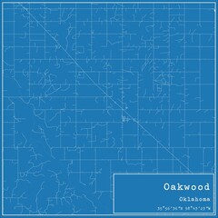 Blueprint US city map of Oakwood, Oklahoma.