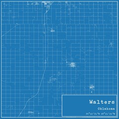 Blueprint US city map of Walters, Oklahoma.