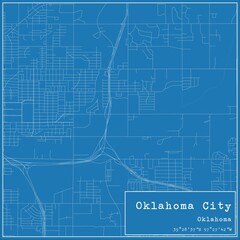 Blueprint US city map of Oklahoma City, Oklahoma.