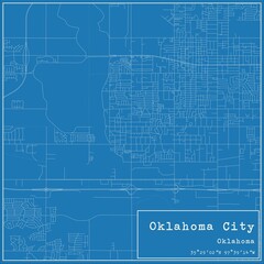 Blueprint US city map of Oklahoma City, Oklahoma.