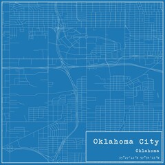 Blueprint US city map of Oklahoma City, Oklahoma.