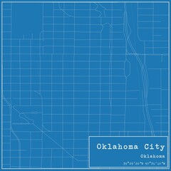 Blueprint US city map of Oklahoma City, Oklahoma.