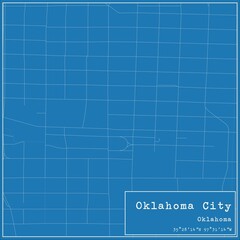 Blueprint US city map of Oklahoma City, Oklahoma.