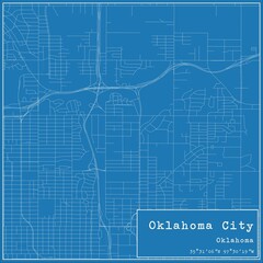 Blueprint US city map of Oklahoma City, Oklahoma.