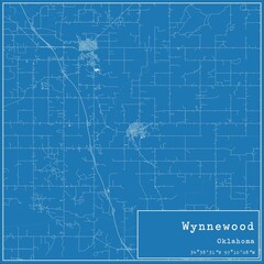 Blueprint US city map of Wynnewood, Oklahoma.