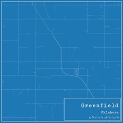 Blueprint US city map of Greenfield, Oklahoma.