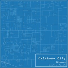Blueprint US city map of Oklahoma City, Oklahoma.