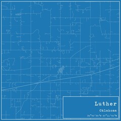 Fototapeta premium Blueprint US city map of Luther, Oklahoma.