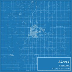 Blueprint US city map of Altus, Oklahoma.