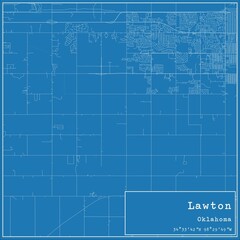 Blueprint US city map of Lawton, Oklahoma.