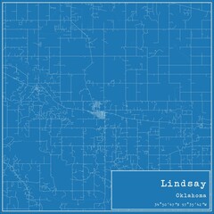 Obraz premium Blueprint US city map of Lindsay, Oklahoma.