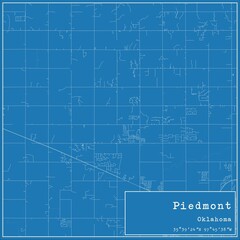 Blueprint US city map of Piedmont, Oklahoma.