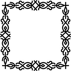 Square vintage ornate decorative frame, abstract border, decorative line art frame design. For your design projects, empty space for your text, lettering images, photos and design. PNG image