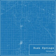 Blueprint US city map of Rush Springs, Oklahoma.