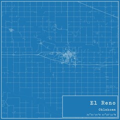 Blueprint US city map of El Reno, Oklahoma.
