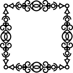 Square vintage ornate decorative frame, abstract border, decorative line art frame design. For your design projects, empty space for your text, lettering images, photos and design. PNG image