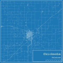 Blueprint US city map of Chickasha, Oklahoma.