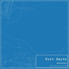 Blueprint US city map of Fort Smith, Arkansas.