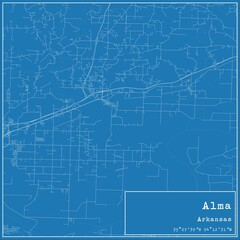 Blueprint US city map of Alma, Arkansas.
