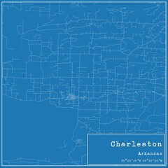 Obraz premium Blueprint US city map of Charleston, Arkansas.