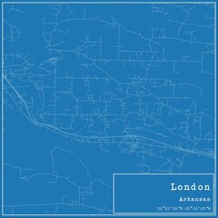 Fototapeta premium Blueprint US city map of London, Arkansas.