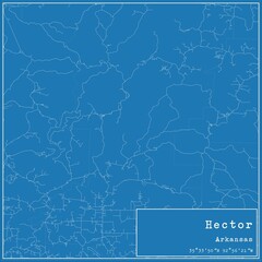 Blueprint US city map of Hector, Arkansas. - obrazy, fototapety, plakaty