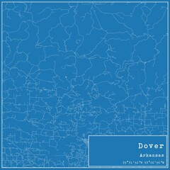 Blueprint US city map of Dover, Arkansas.