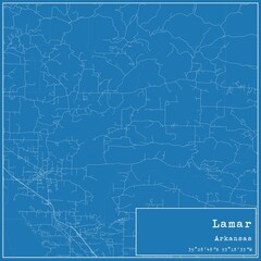 Blueprint US city map of Lamar, Arkansas.