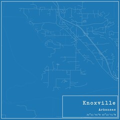 Blueprint US city map of Knoxville, Arkansas.