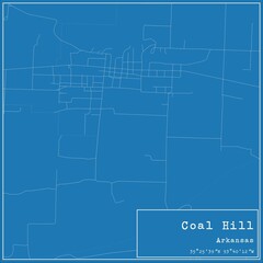 Fototapeta premium Blueprint US city map of Coal Hill, Arkansas.