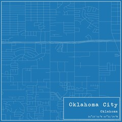 Blueprint US city map of Oklahoma City, Oklahoma.