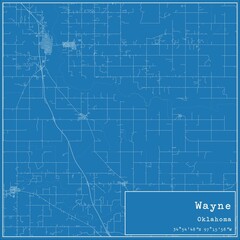 Blueprint US city map of Wayne, Oklahoma.