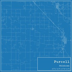 Fototapeta premium Blueprint US city map of Purcell, Oklahoma.