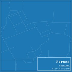 Blueprint US city map of Norman, Oklahoma.