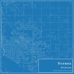 Blueprint US city map of Norman, Oklahoma.