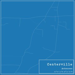 Blueprint US city map of Centerville, Arkansas.