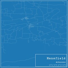 Blueprint US city map of Mansfield, Arkansas.
