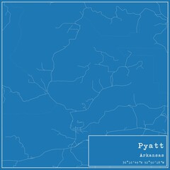 Blueprint US city map of Pyatt, Arkansas.