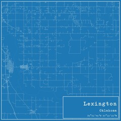 Blueprint US city map of Lexington, Oklahoma.