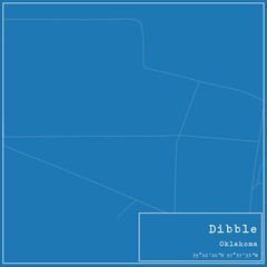 Blueprint US city map of Dibble, Oklahoma.