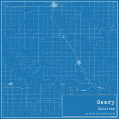 Obraz premium Blueprint US city map of Geary, Oklahoma.