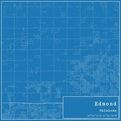 Blueprint US city map of Edmond, Oklahoma.