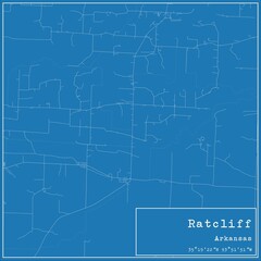 Obraz premium Blueprint US city map of Ratcliff, Arkansas.