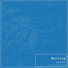 Blueprint US city map of Barling, Arkansas.