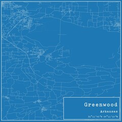 Blueprint US city map of Greenwood, Arkansas. - obrazy, fototapety, plakaty