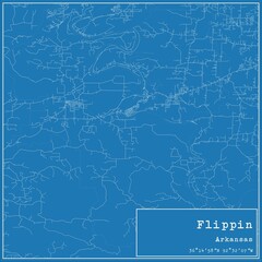 Blueprint US city map of Flippin, Arkansas.