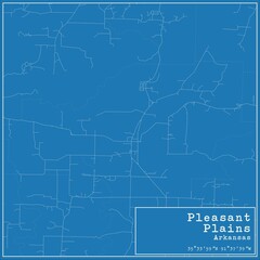 Blueprint US city map of Pleasant Plains, Arkansas.