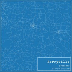Blueprint US city map of Berryville, Arkansas.