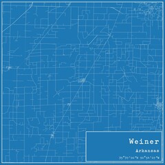 Blueprint US city map of Weiner, Arkansas.